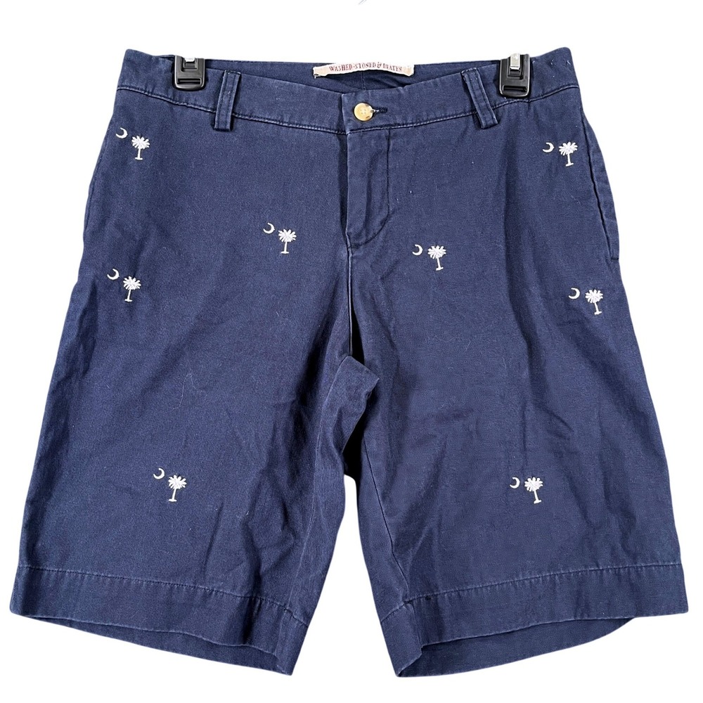 South Carolina Berle Shorts Womens 6 Embroidered Palmetto Moon Casual Navy Blue